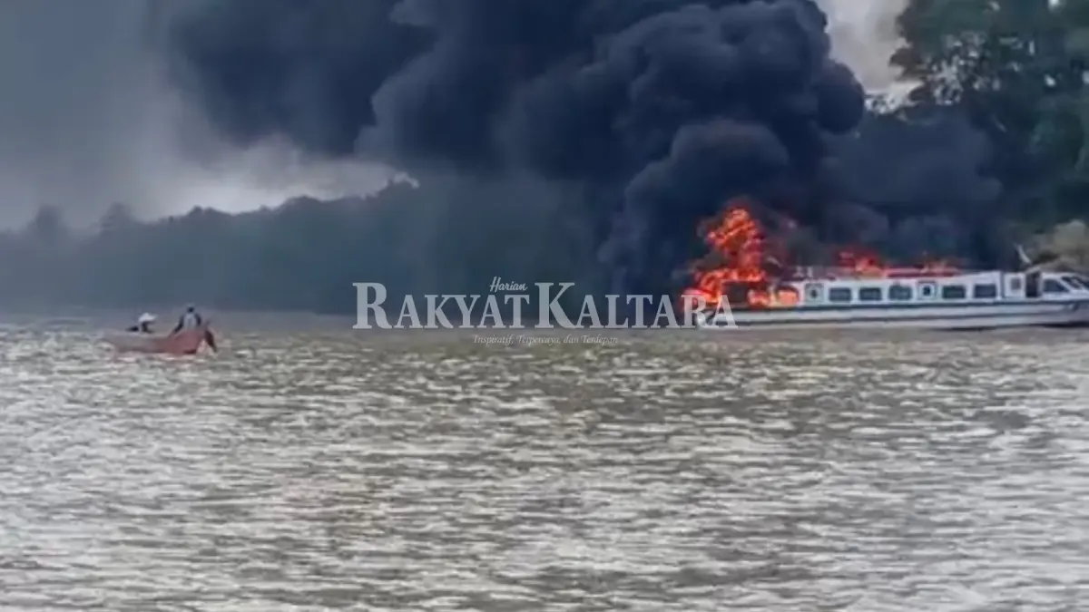 SPEEDBOAT TERBAKAR: Speedboat penumpang rute Tanjung Selor-Tarakan, Sekatak Ekspres, dilaporkan terbakar di perairan Salimbatu, Kabupaten Bulungan. (IST)