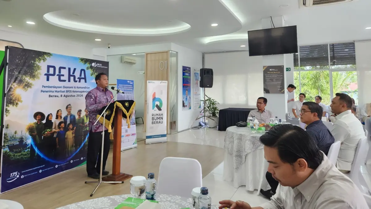 PERLINDUNGAN: Sekkab Berau Muhammad Said saat menghadiri Program PEKA yang digelar di Kantor BPJS Ketenagakerjaan Cabang Tanjung Redeb, Sabtu (8/8).&nbsp;