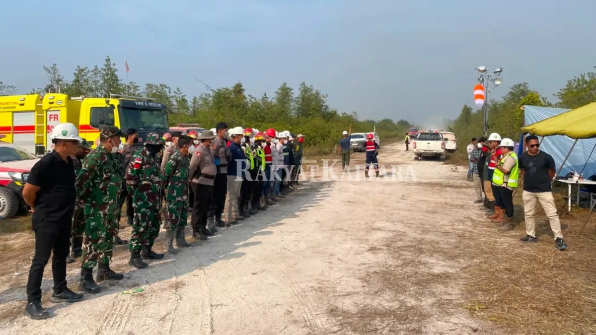ANTISIPASI KARHUTLA: PT KIPI memperkuat koordinasi dan kesiapan penanganan untuk mencegah kebakaran meluas di Mangkupadi. (ISTIMEWA)