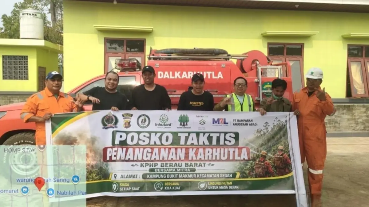 PT Hutan Sanggam Berau bersama KPHB Berau Barat bersinergi aktifkan posko taktis Karhutla di Segah.