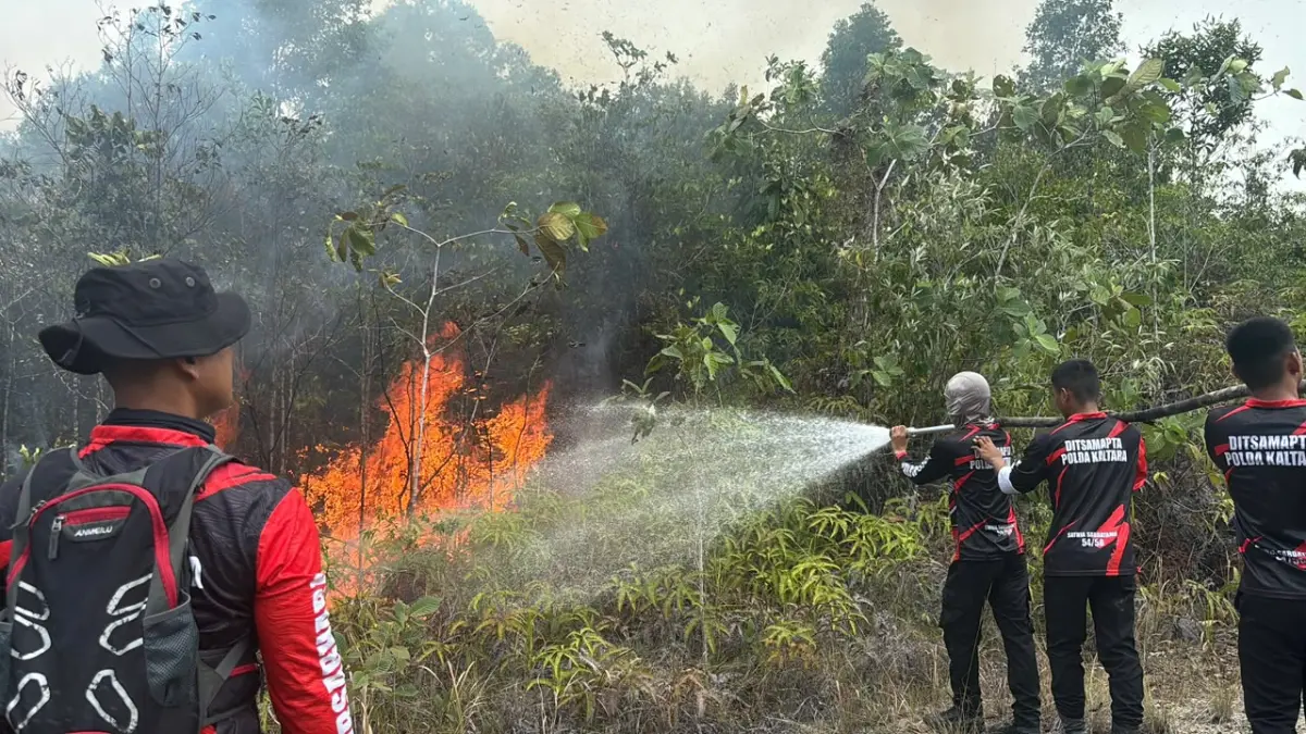 ATASI KARHUTLA: Ditsamapta Polda Kaltara bergerak cepat lakukan Quick Response penanganan karhutla di dua lokasi berbeda di wilayah Kecamatan Tanjung Selor, Kabupaten Bulungan, pada Minggu (13/9) lalu. (POLDA KALTARA)