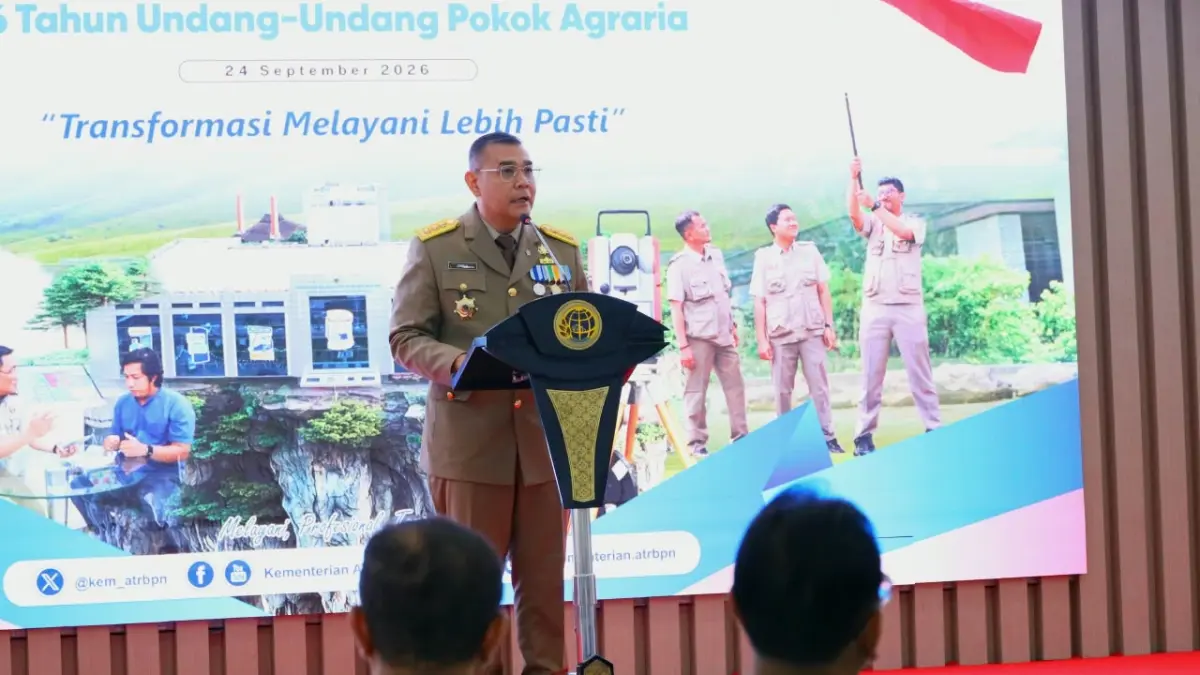 RAMAH TAMAH HANTARU 2026: Wakil Menteri ATR/Wakil Kepala BPN, Ossy Dermawan, memberikan arahan dalam acara ramah tamah HANTARU 2026 di Kementerian ATR/BPN, Jakarta, mengajak seluruh jajaran mengubah budaya kerja demi pelayanan publik yang lebih pasti dan transparan.