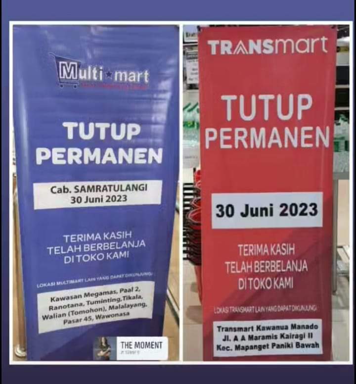 Pengumuman penutupan Transmart dan Multimart yang beredar di Sosial Media