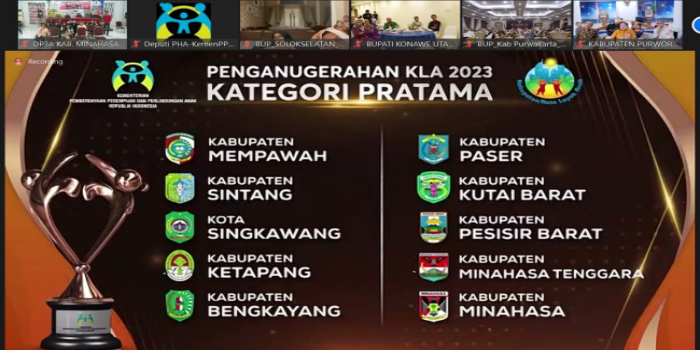 Minahasa Tenggara salah satu kabupaten yang menerima penghargaan KLA kategori Pratama.