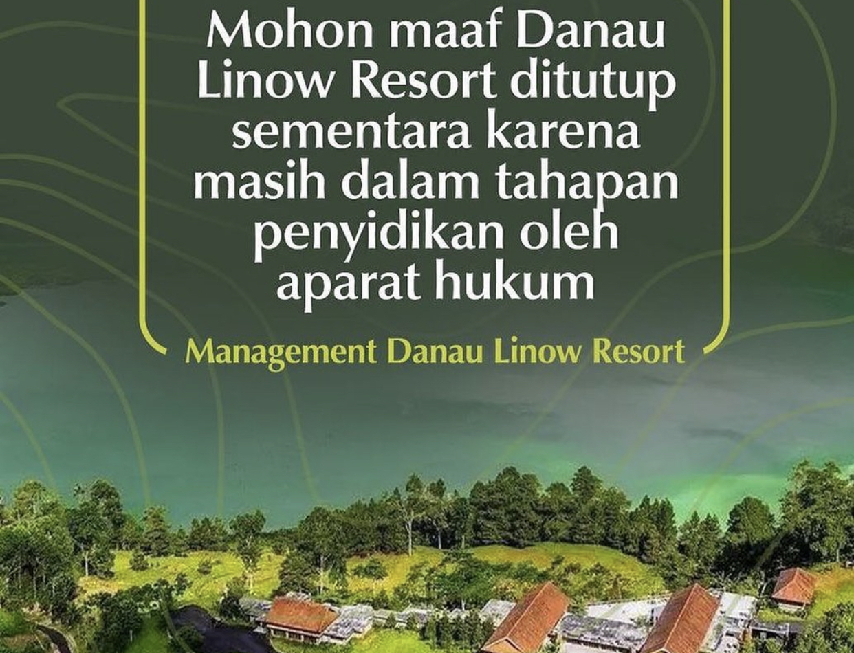 Pengumuman penutupan sementara Danau Linow Resort