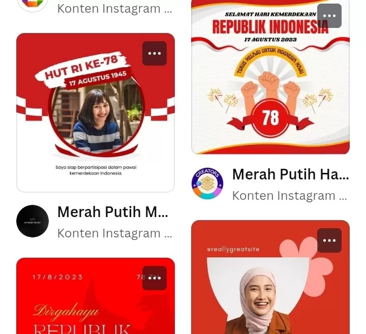 Materi promosi acara peringatan kemerdekaan Indonesia dengan aplikasi Canva.