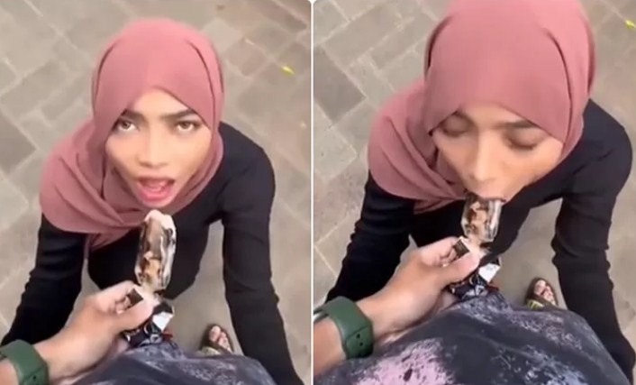 Selebgram  Oklin Fia Putri dapat sorotan tajam usai unggah konten jilat es krim di depan kemaluan Pria. (TikTok @buuflyy)