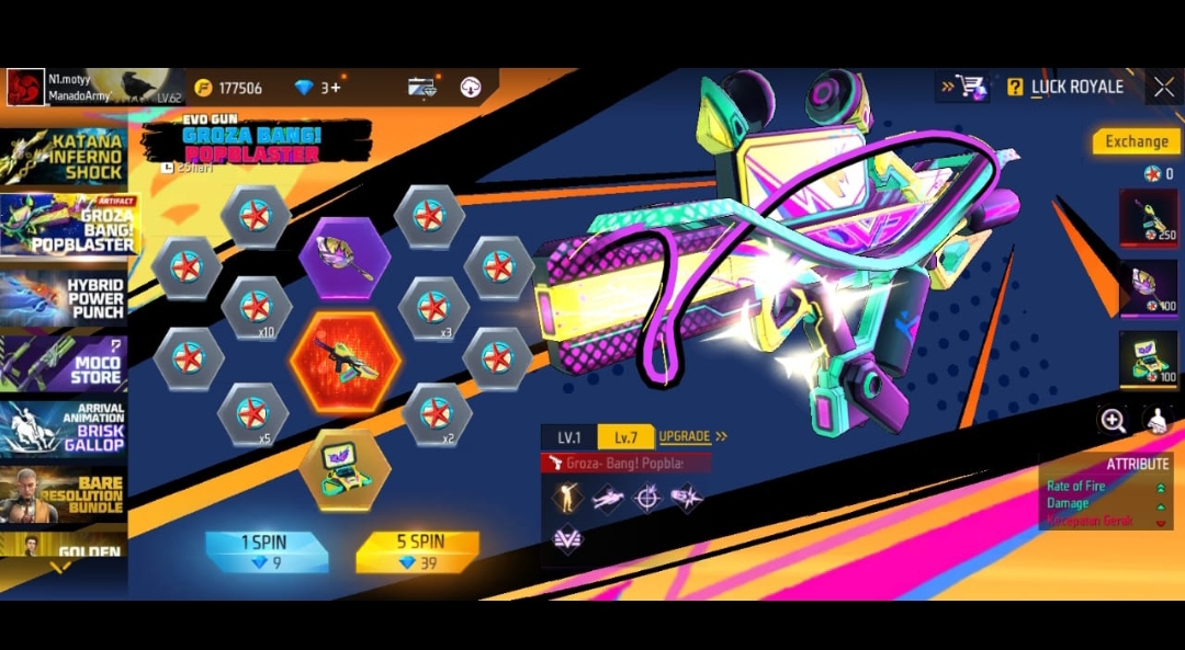 Evo Groza Bang! Popblaster:, Tambahan Terbaru untuk Free Fire