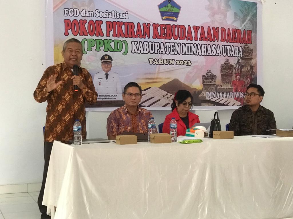 BAHAS: Forum Grup Discution dan Sosialisasi Pokok Pikiran Kebudayaan Daerah di Kantor Dispar, Jumat, (24/11/2023).