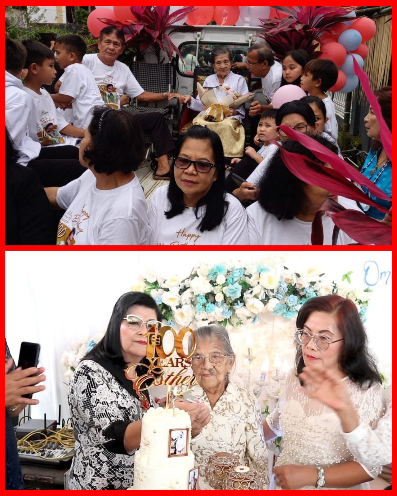USIA SEABAD: Foto atas, Oma Len saat merayakan usia 100 Tahun diarak mengelilingi Desa Ranowangko II. Foto bawah, Oma Esther saat merayakan HUT ke-100 Tahun di Desa Touliang Oki.