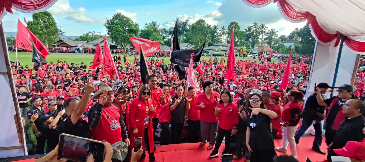 SOLID BERGERAK: Suasana pelaksanaan Kampanye PDIP di Kecamatan Tomohon Utara, Jumat (26/1/2024). Dok istimewa