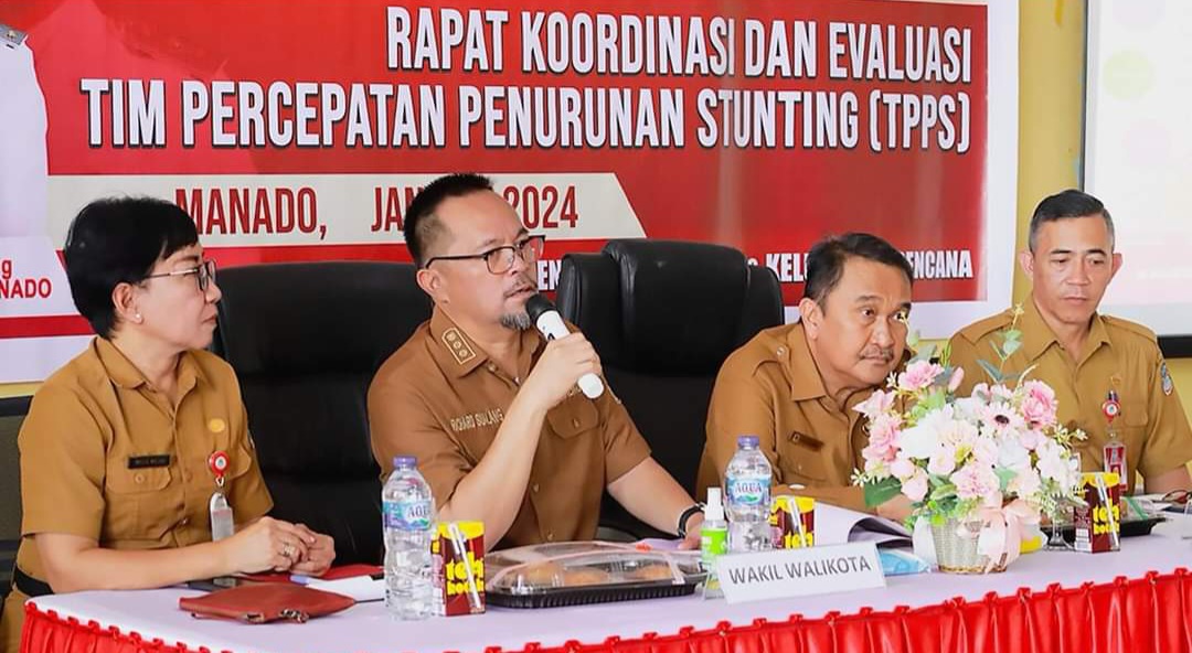 Rapat koordinasi dan evaluasi kerja Tim Percepatan Penurunan Stunting (TPPS) Kota Manado awal Tahun 2024.