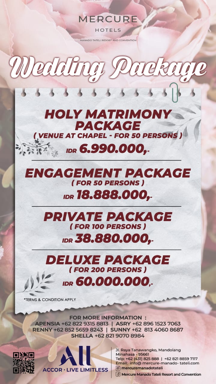 Wedding Package di Mercure Manado Tateli Beach Resort (Istimewa)