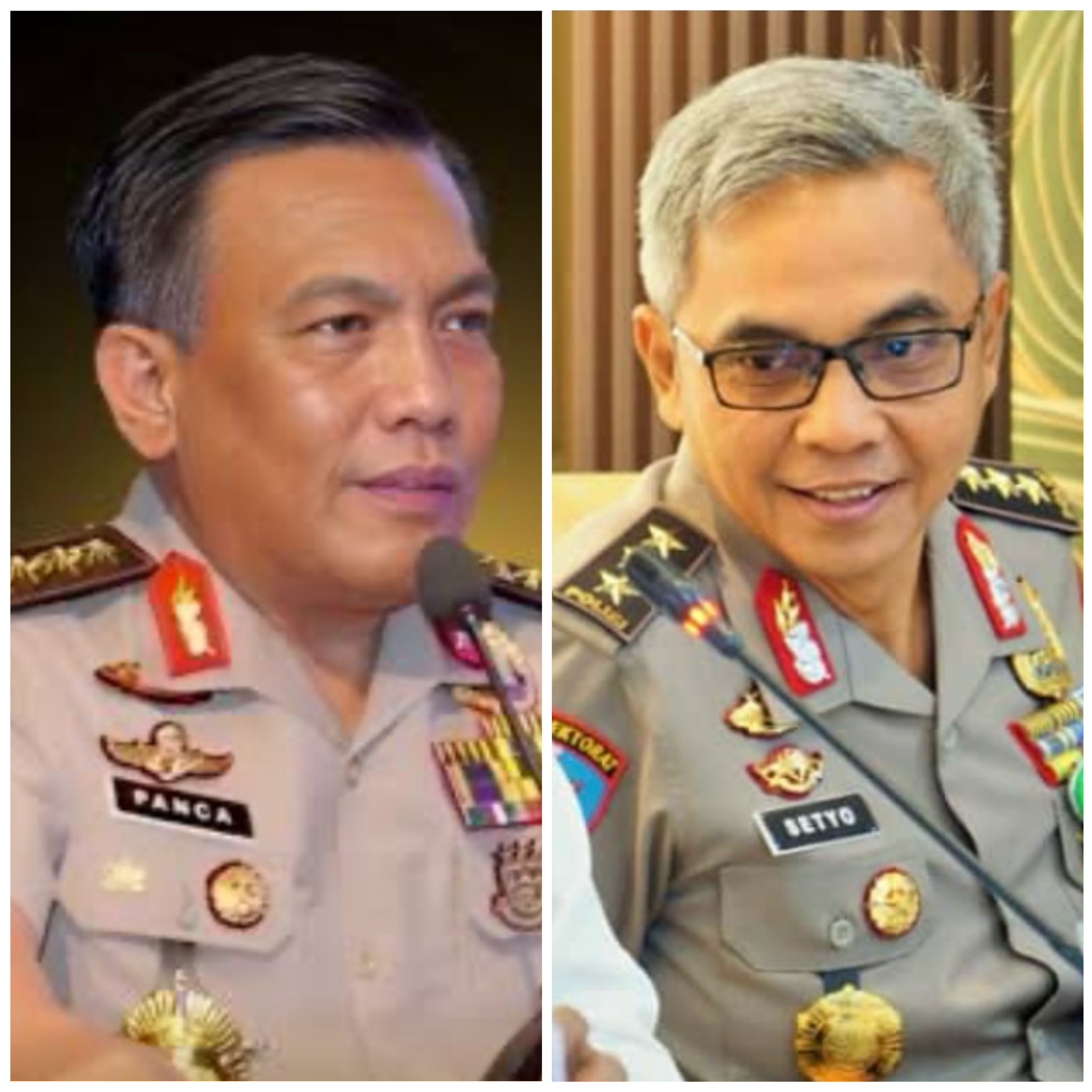Dua eks Kapolda Sulut yaitu Komjen Pol Panca Putra (kiri) dan Komjen Pol Setyo Budiyanto