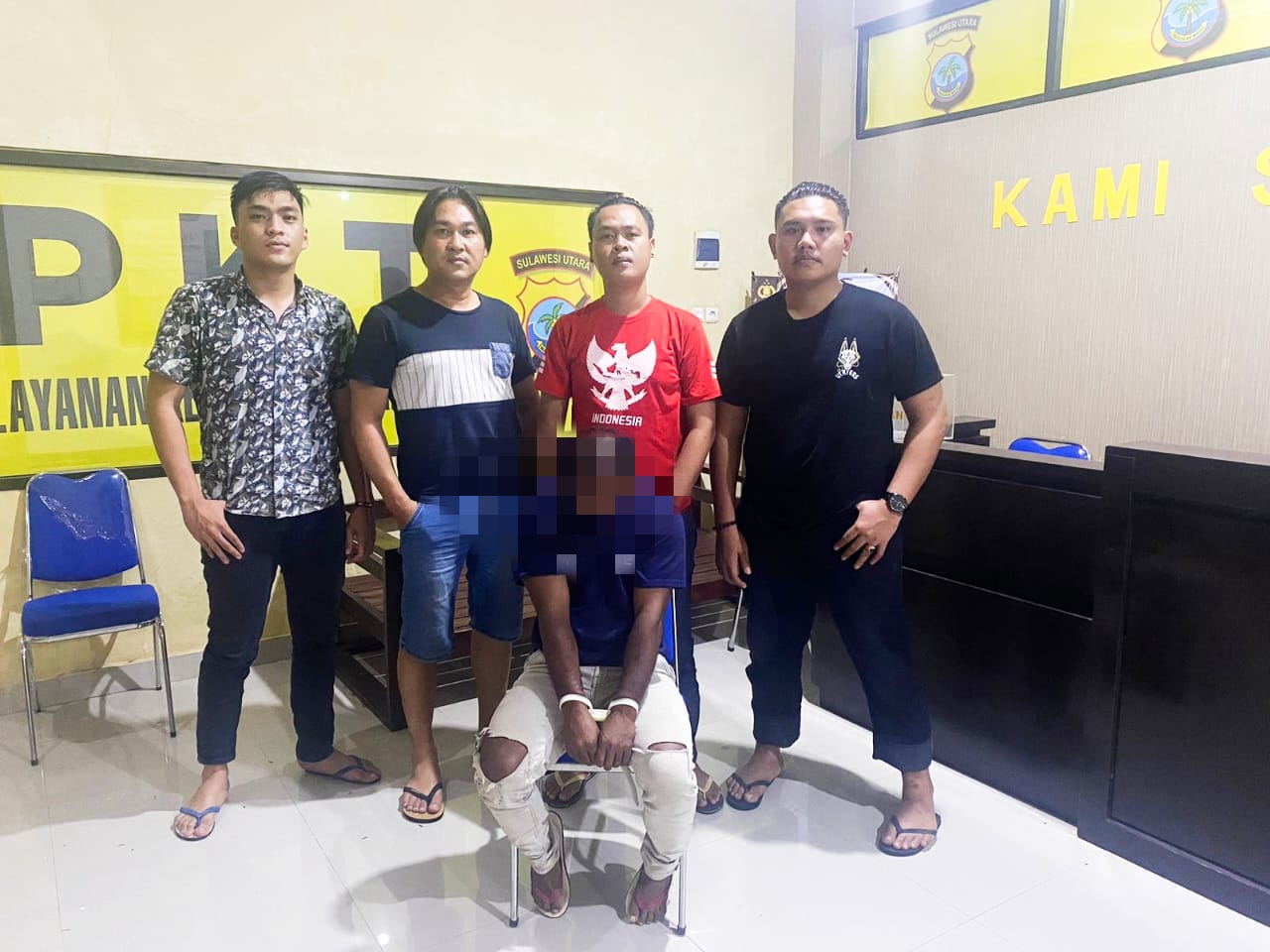 BEJAT: Tersangka cabul anak sendiri diamankan Unit Resmob Polres Bolsel. Dok istimewa