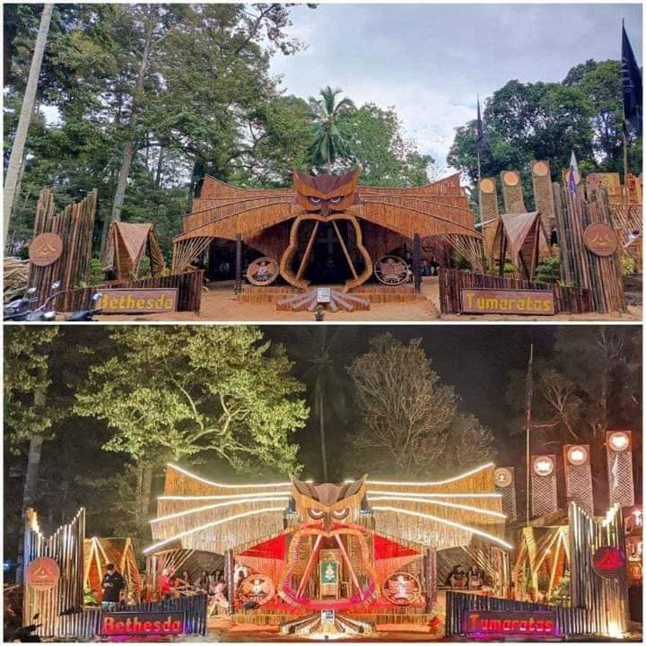PENUH MAKNA: Tenda kreatif pemuda GMIM Bethesda Tumaratas, Wilayah Langowan Kelelondei yang menjadi jawara lomba tenda kreatif serie A di PKPG GMIM 2024 di Wilayah Dimalak, Minahasa Utara.