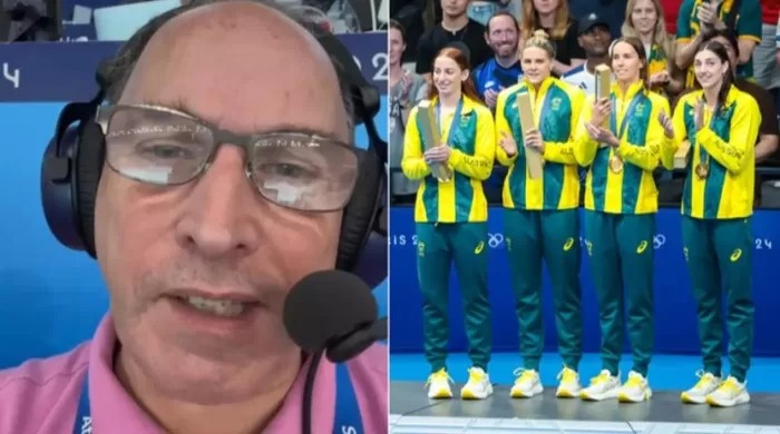Komentator Eurosport Bob Ballard (kiri) dipecat akibat komentar tak pantas terhadap perenang perempuan Australia di Olimpiade 2024. (Sportbible.com)
