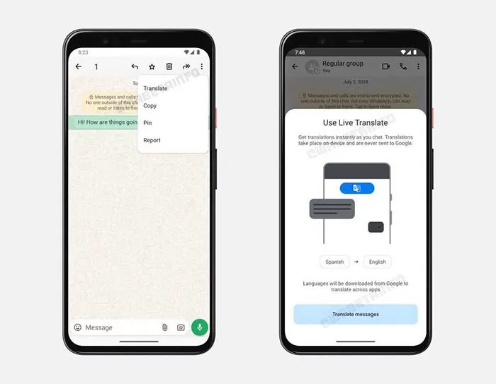 Ilustrasi: Fitur Live Translate akan ditambahkan ke chat pengguna WhatsApp. (WABetaInfo)