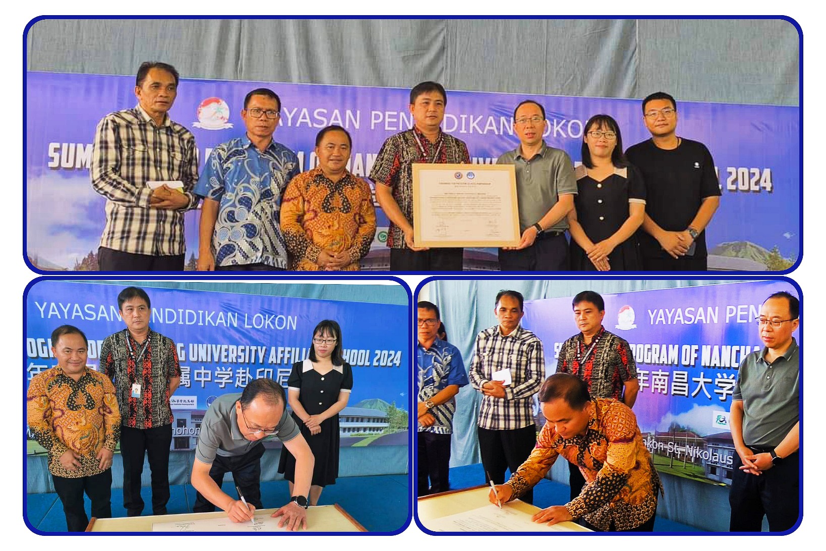 BERMITRA: Penandatanganan MoU Sekolah Lokon St Nikolaus dan Affiliated School of Nanchang University, foto lain; Direktur YPL, Kepala Sekolah dan Pimpinan Affiliation School of Nanchang University.