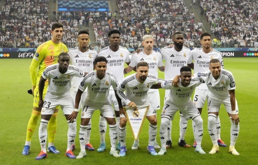 Starting XI Real Madrid pada laga UEFA Super Cup 2024/2025.