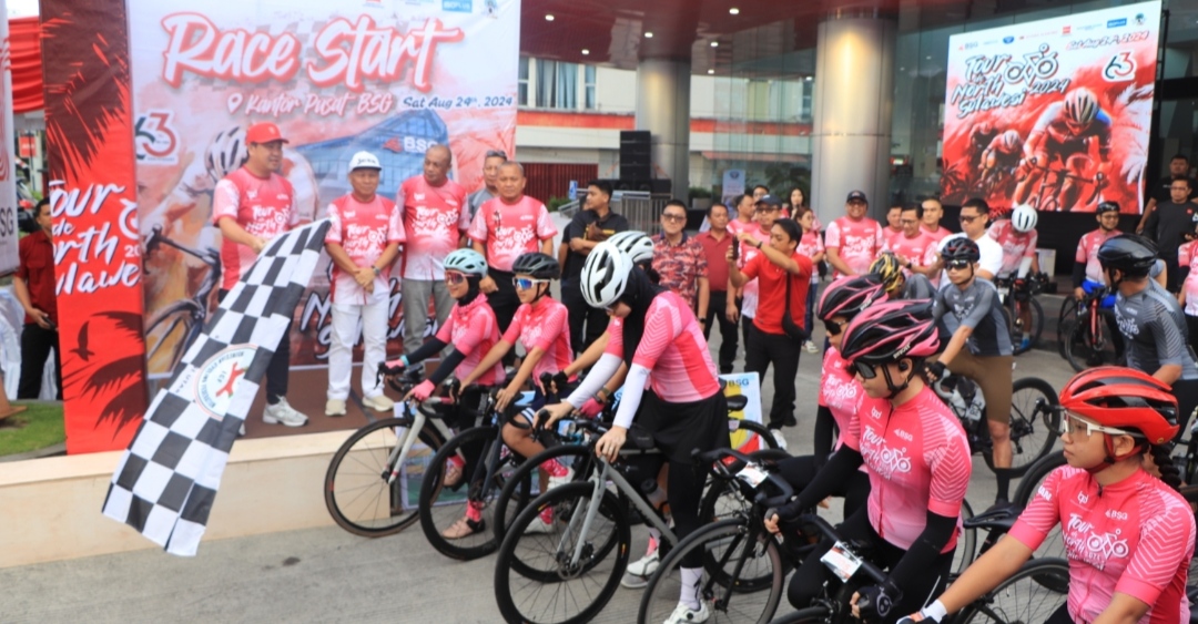 Wagub Sulut Steven Kandouw didampingi Dirut BSG Revino Pepah dan jajaran direksi lainnya saat membuka Tour de North Sulawesi 2024.