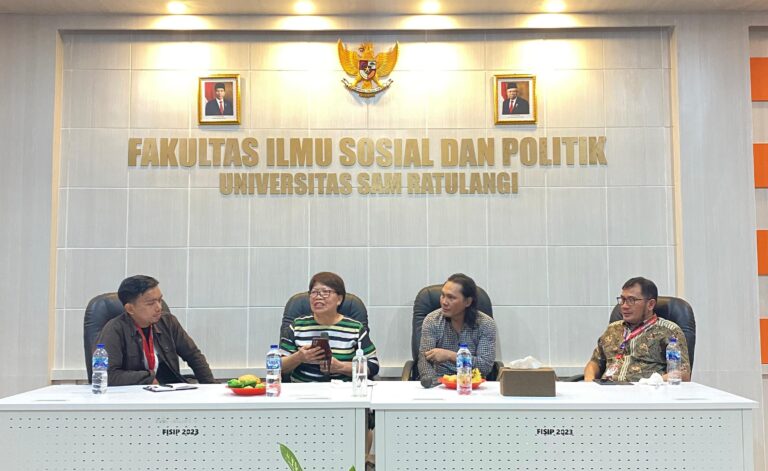 PERAN: diskusi publik bertema Pilkada Sulut 2024 dari kontestasi menuju rekonstruksi demokrasi lokal, yang berlangsung di Gedung FISIP Unsrat.