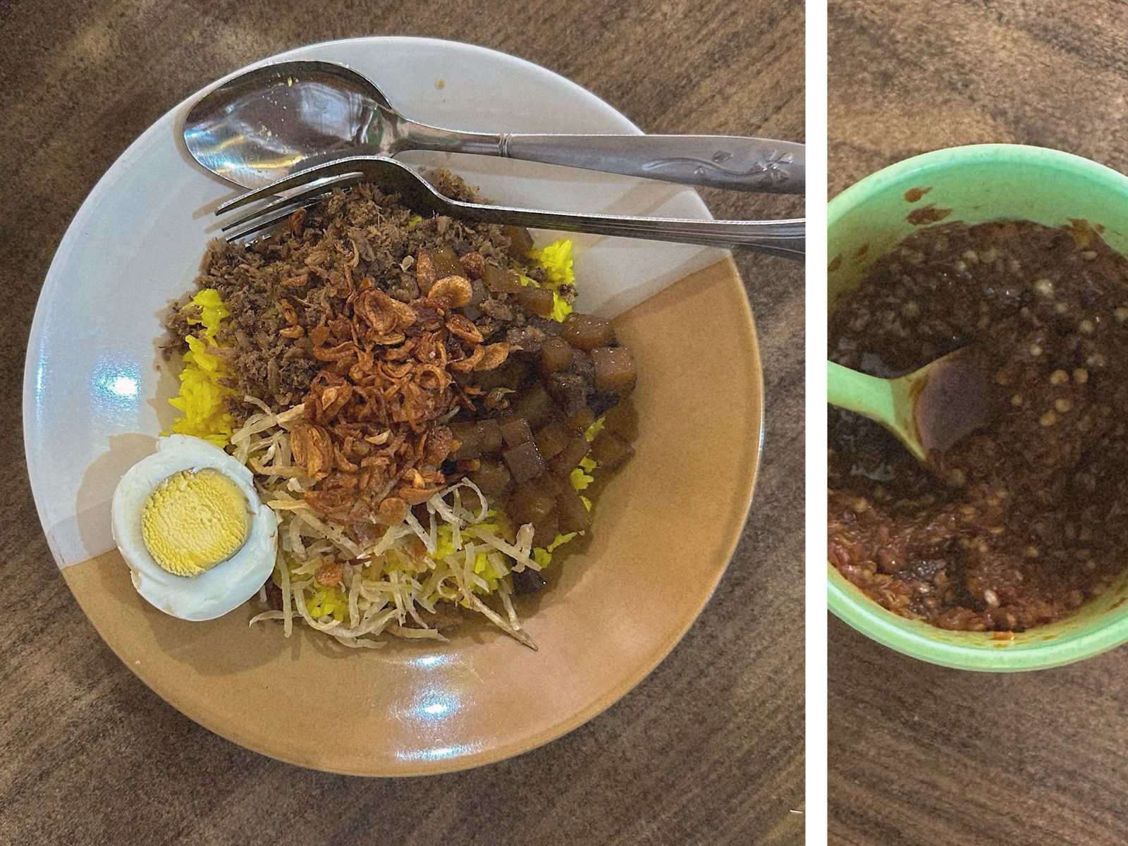 Nasi Kuning Sederhana dengan komponennya