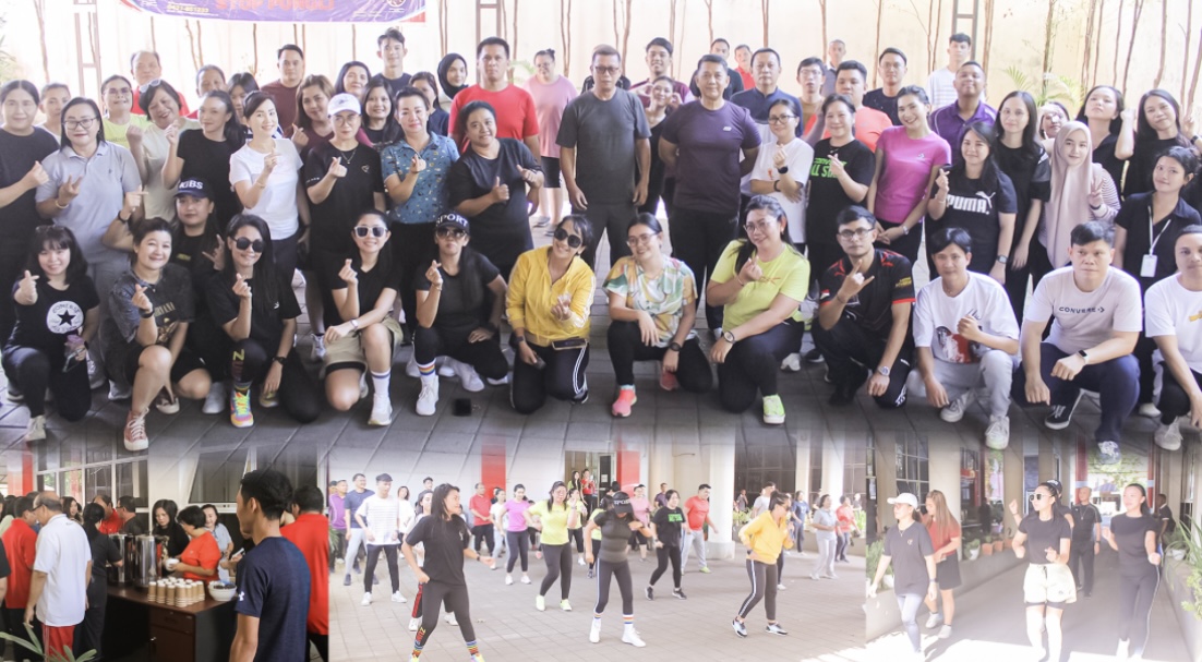 Manajemen Hotel Aston Manado bersama pegawai Dinas PMPTSP Sulut zumba bersama (Istimewa)