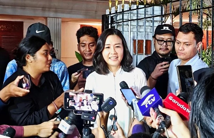 Veronica Tan di kediaman Presiden RI terpilih Prabowo Subianto. (Muhammad Ridwan/JawaPos.com)