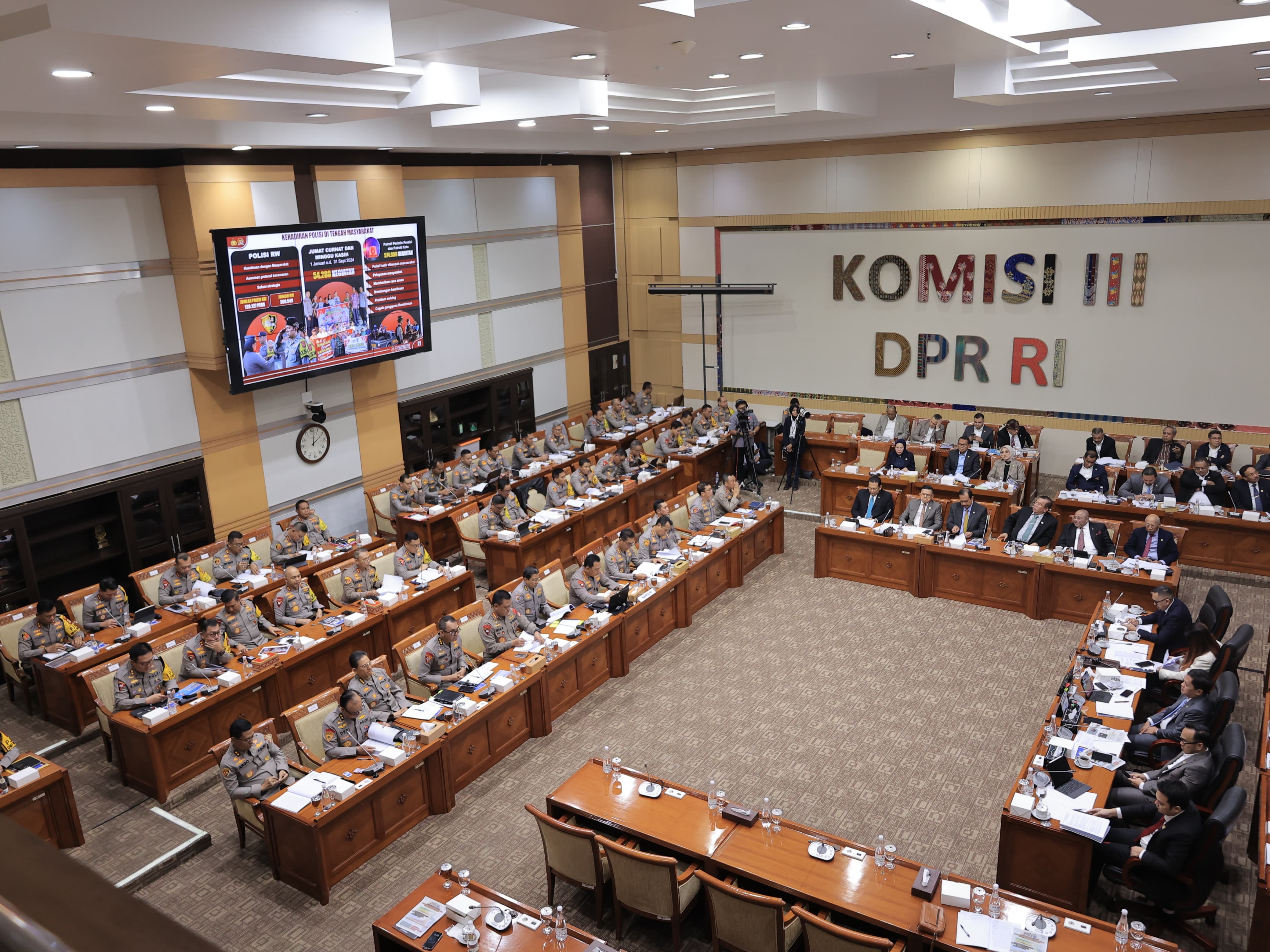Raker Kapolri Jenderal Polisi Listyo Sigit Prabowo bersama Kapolda se-Indonesia dengan Komisi III DPR RI, Senin (11/11/2024)