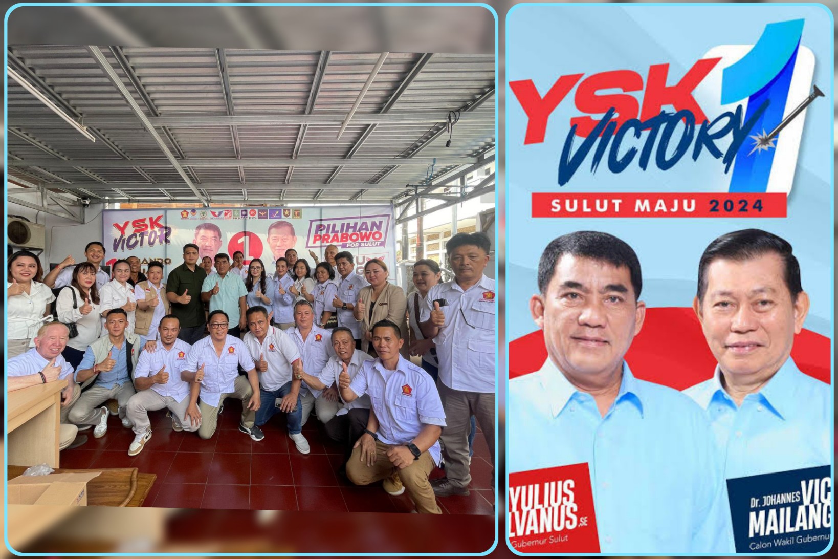Jajaran Pengurus DPC Gerindra Tomohon mengucapkan selamat atas kemenangan Paslon Gubernur dan Wakil Gubernur Sulawesi Utara Yulius Selvanus Komaling dan Victor Mailangkay. Dok istimewa