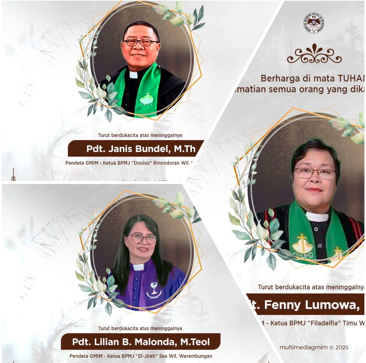 Berita Duka: GMIM Kehilangan Tiga Pendeta Ketua BPMJ