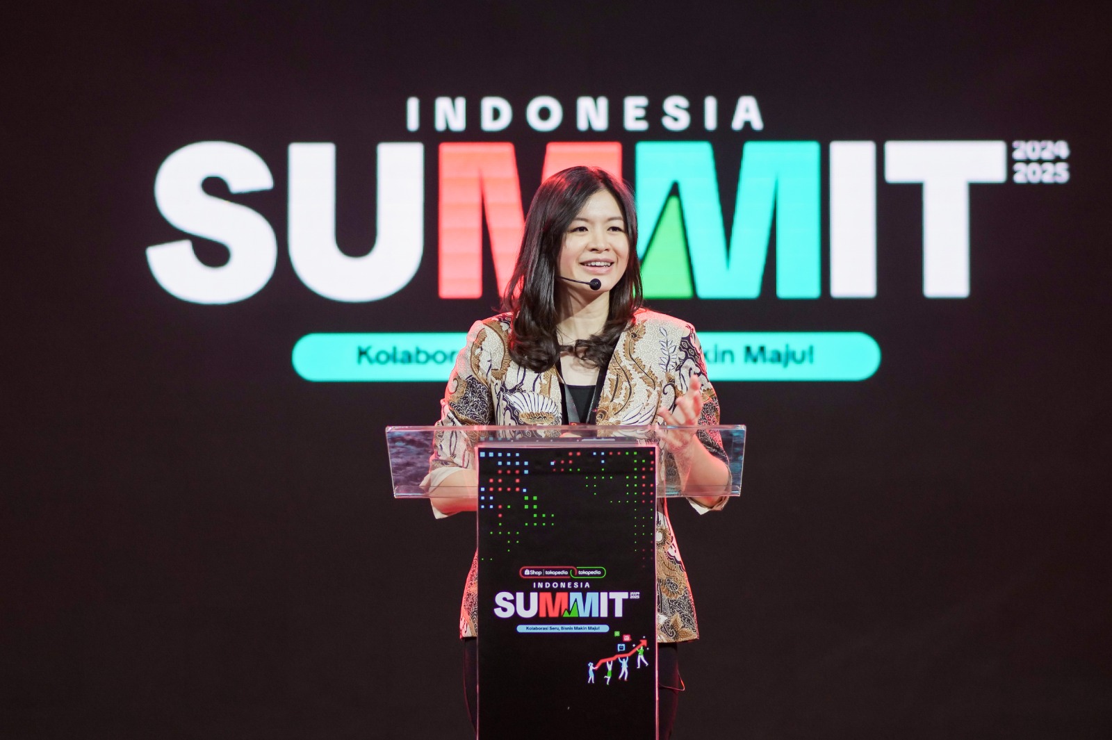 Presiden Direktur Tokopedia dan TikTok E-commerce, Melissa Siska Juminto pada acara ShopTokopedia &Tokopedia Summit.