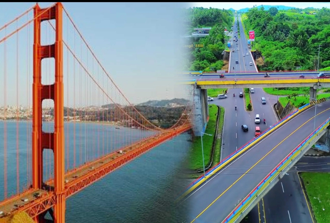 Jembatan Golden Gate San Fransisco dan jembatan Interchange Kairagi Manado.
