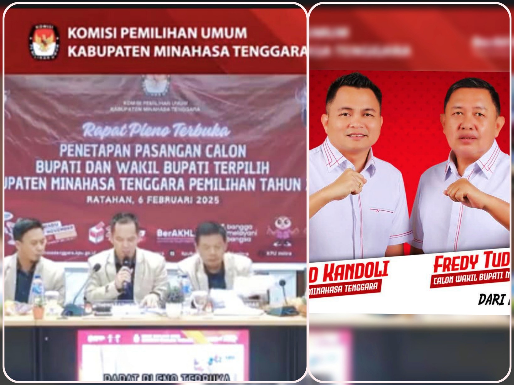 Suasana pelaksanaan Rapat Pleno Terbuka Penetapan Calon Terpilih Pilkada Mitra Tahun 2024, dimana Paslon Ronald Kandoli-Fredy Tuda didaulat jadi pemenang. Dok istimewa