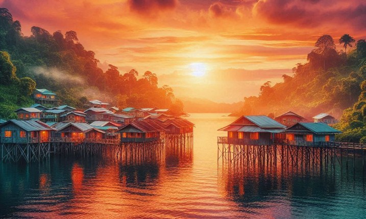 Ilustrasi Kampong Ayer. (Bing)