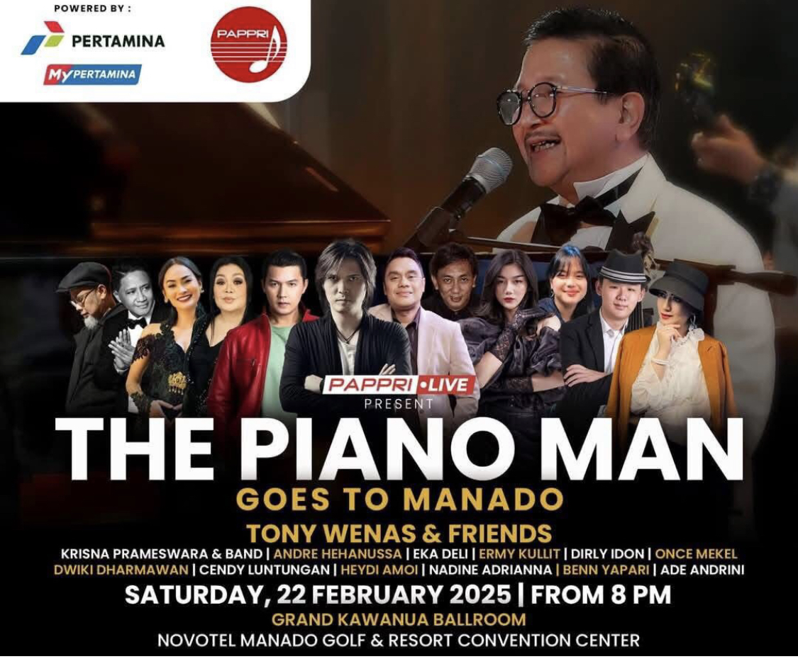 SHOW: Tony Wenas siap tampil memukau dalam konser The Piano Man Goes to Manado, membawakan lagu-lagu ikonik dengan sentuhan jazz dan pop klasik.