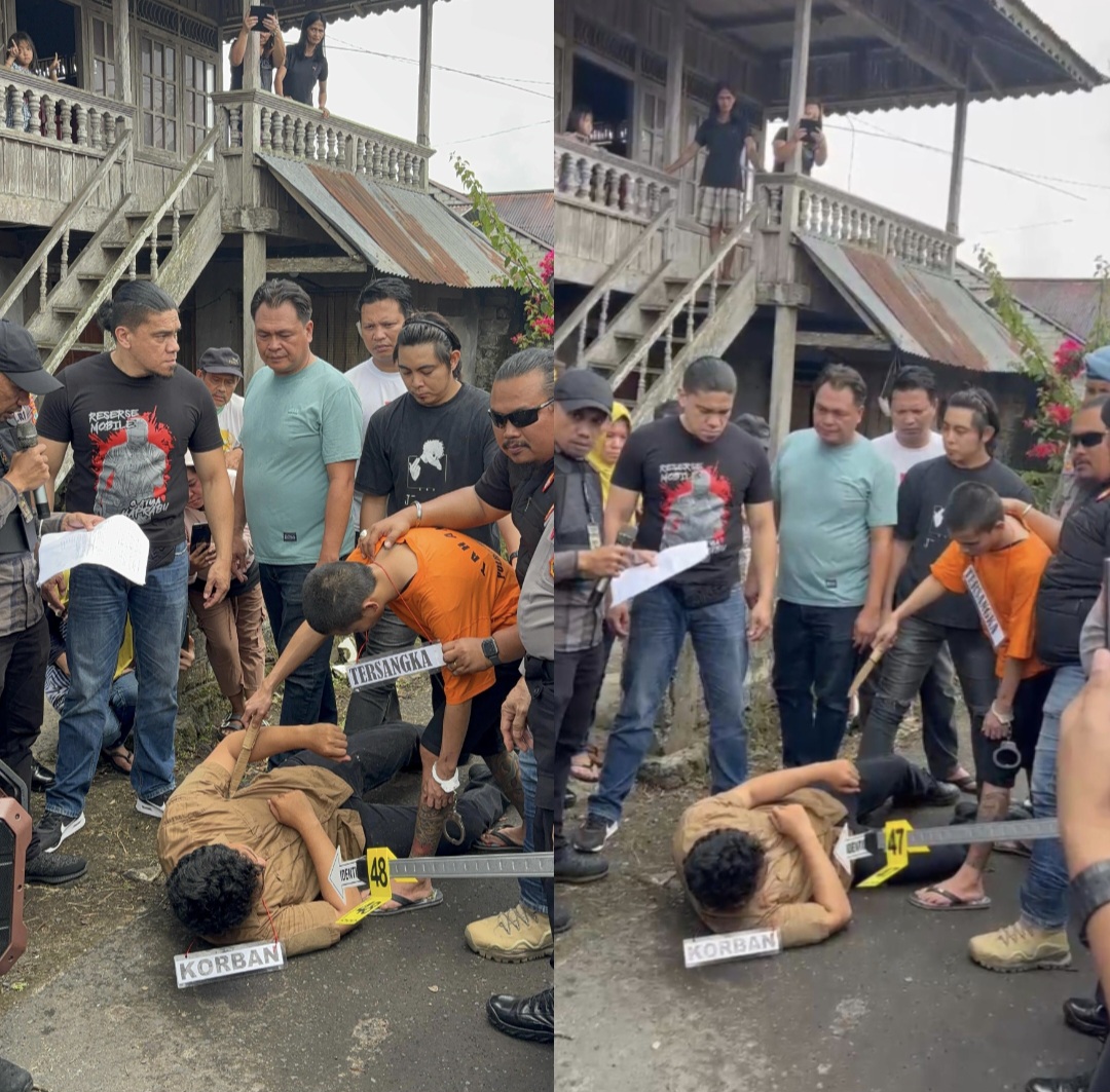 UNGKAP: Rekonstruksi kasus 338 di Kelurahan Wulauan Tondano diungkap Polres Minahasa, Selasa (25/2/2025). (Istimewa).