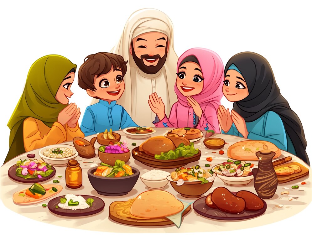 Ilustrasi, Keluarga sedang berbuka puasa Ramadan