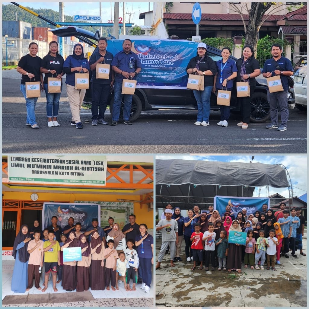 Kegiatan Pelindo Berbagi Ramadan Tahun 2025, meliputi pembagian sembako, santunan untuk anak yatim, serta pemberian takjil gratis.(Dok Istimewa)