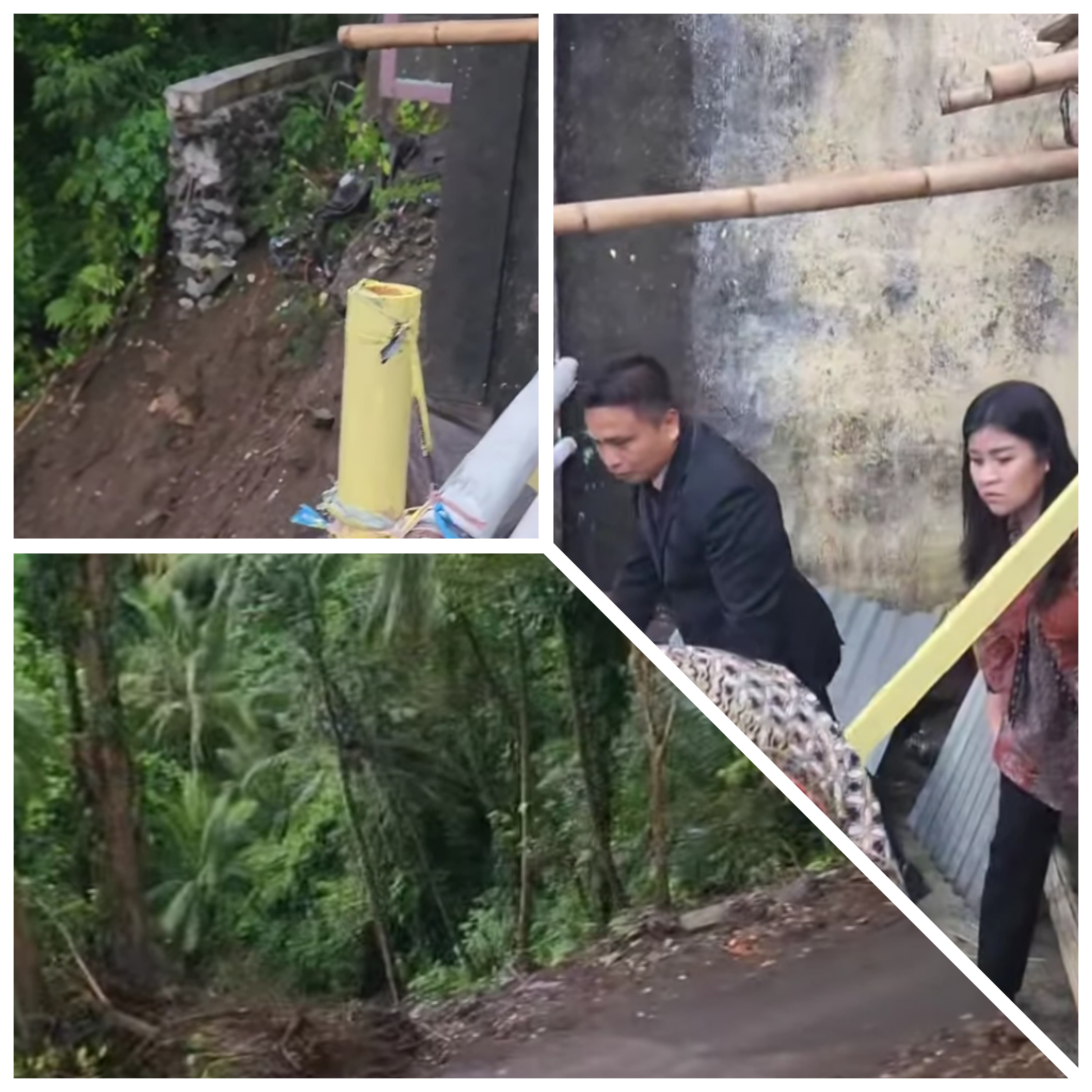 RESPON CEPAT: Tampak Bupati Sitaro Chyntia Ingrid Kalangit saat tinjau lokasi pasca longsor di Desa Kinali, Sabtu (5/4/25).