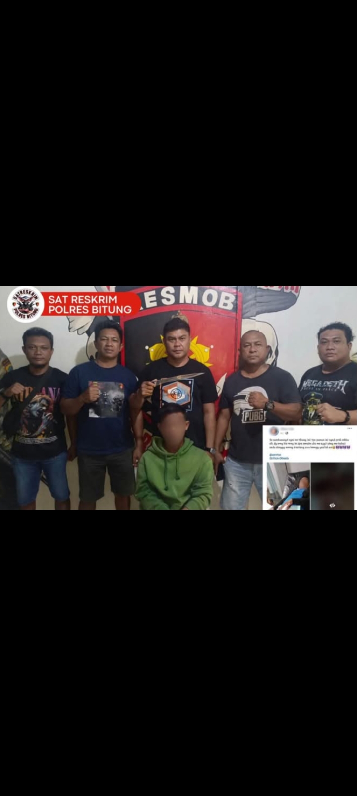 Seorang residivis pelaku penikaman terhadap dua korban di Tinombala ditangkap Tim Resmob Polres Bitung.(Dok Istimewa)