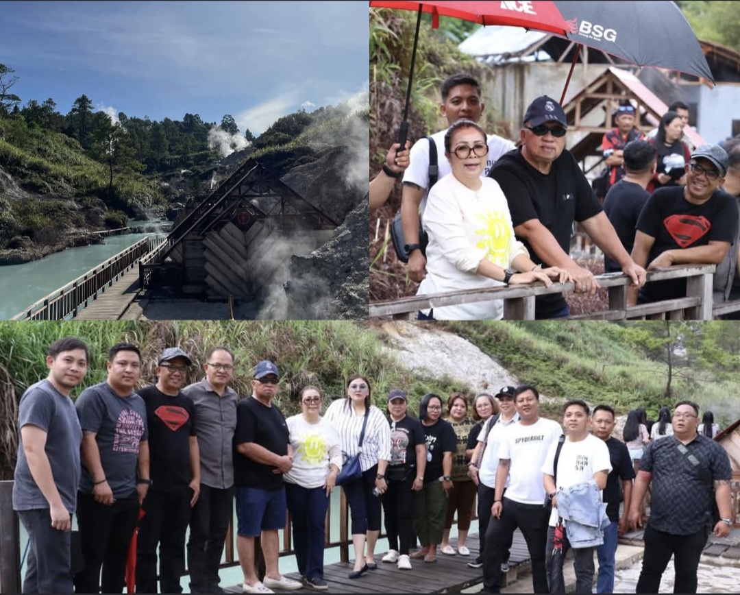 PROMOSIKAN: Bupati Robby Dondokambey dan Ketua TP PKK Martina Lengkong berkunjung dan mempromosikan wisata alam Rano Raindang di Desa Leilem, Minggu (13/4/2025).