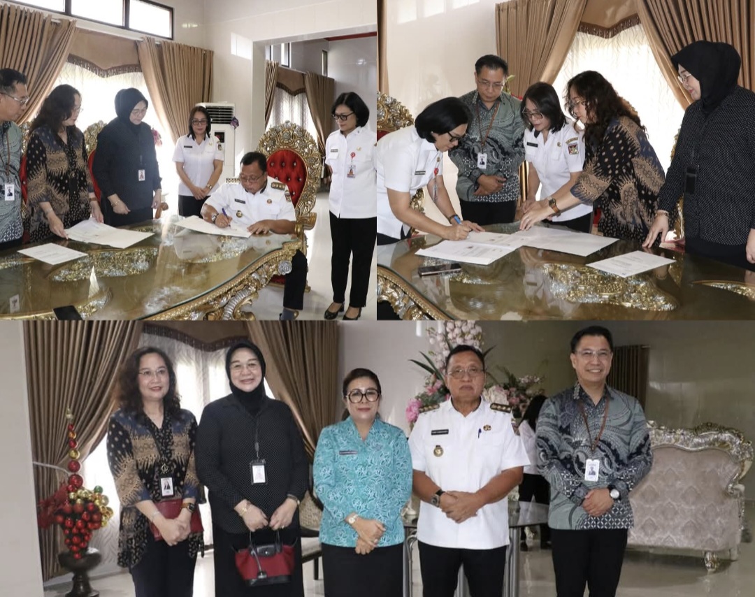 TEKEN: Bupati Minahasa saat meneken MoU dengan Bank SulutGo terkait pengelolaan keuangan Pemkab Minahasa, Rabu (16/4/2025).