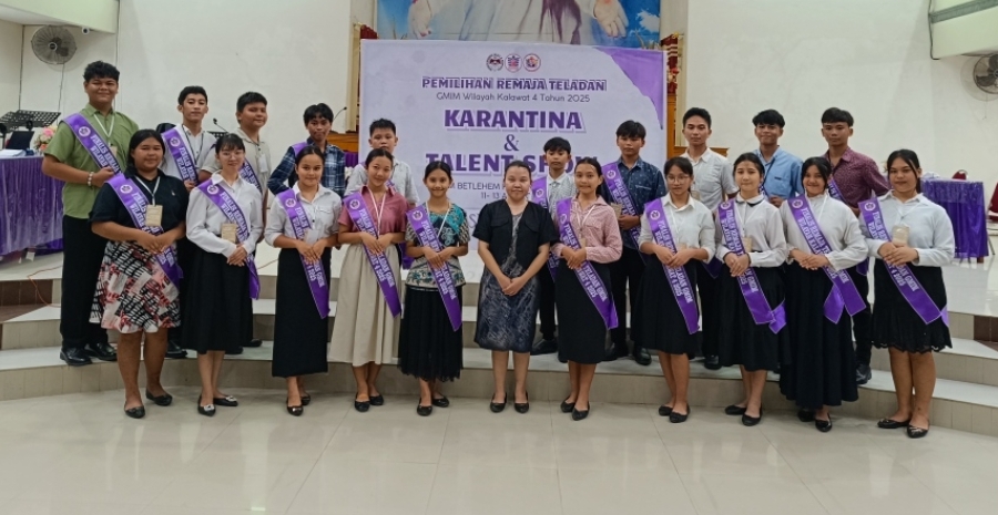 20 finalis pemilihan Remaja Teladan GMIM Wilayah Kalawat IV saat mengikuti tahapan karantina di GMIM Betlehem Kawangkoan Baru yang dikoordinir oleh Pnt Juldie Daada.
