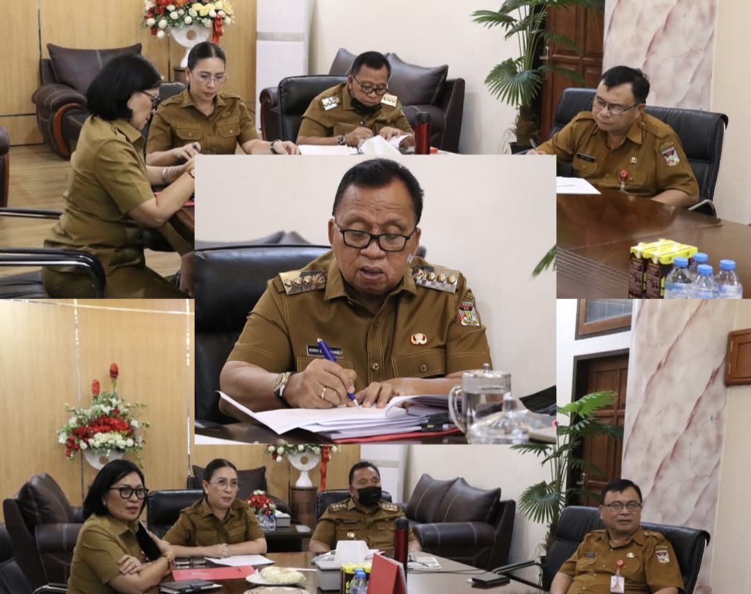 RDP: Bupati Robby Dondokambey dan Wabup Vanda Sarundajang mengikuti RDP bersama Komisi II DPR RI lewat zoom, Selasa (29/4/2025).