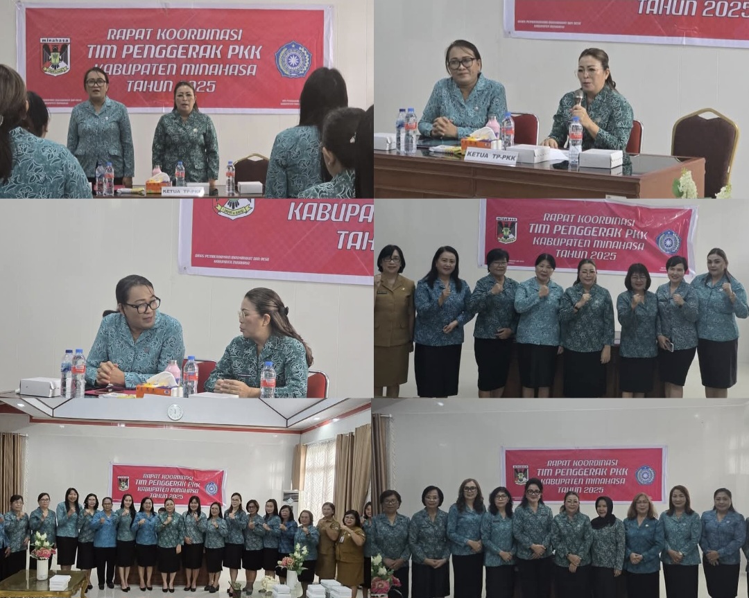 BERSIAP: Ketua TP PKK Minahasa Martina Lengkong menggelar Rakoor bersama pengurus Selasa (6/5/2025) di Rudis Bupati Minahasa.