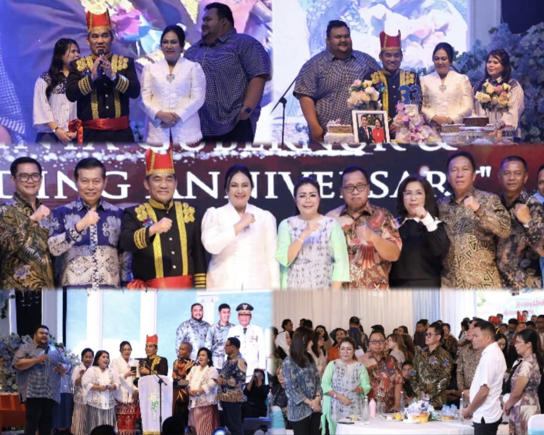 SYUKURAN: Suasana syukuran Anniversary Gubernur Sulut dan Istri di Desa Tounelet, Kecamatan Kakas, Sabtu (10/5/2025).