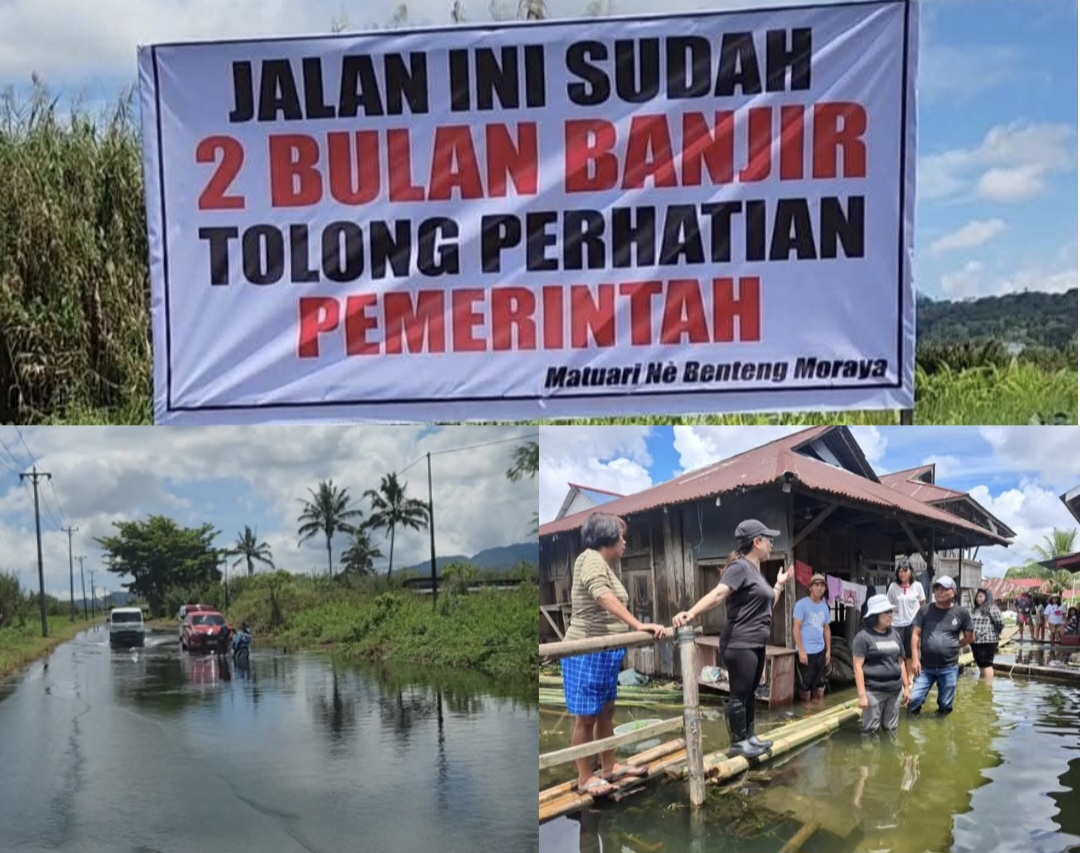Potret genangan air yang sudah beberapa minggu di sekitaran Danau Tondano.(ist)