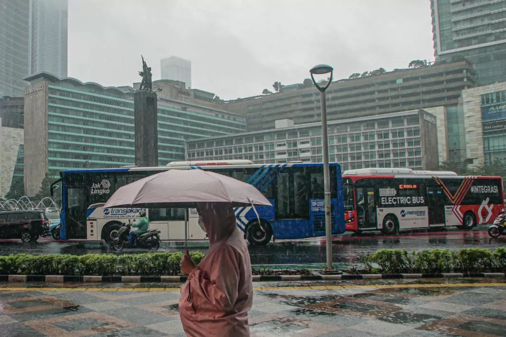 Ilustrasi cuaca hujan di Jakarta